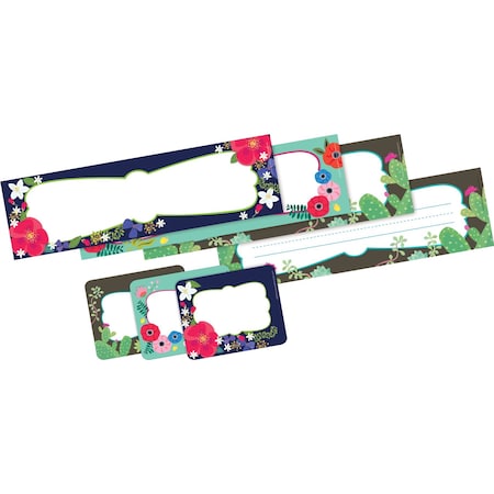 Barker Creek Petals & Prickles Name tag & Name Plate Set, Multi-Design Set, 81/Set 3995